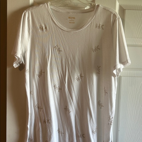 Michael Kors White Tee with MK Accents - Picture 1 of 2